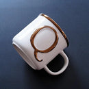 Axyaa Light Luxury Nordic Bone Couple Cup - Gold Relief Ceramic Mug