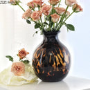 Axyaa Amber Glass Vase Hydroponic Flower Pots Desk Decoration Artificial Flower Display