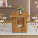 Axyaa 71" Modern Dining Table for 6-8, Wood Pedestal Base Kitchen Table