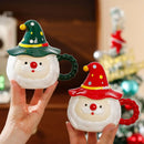 Axyaa Santa Claus Ceramic Mug with Lid and Elf Cap