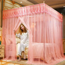 Axyaa Embroidery Lace Pleated Bed Net Canopy: Romantic Queen Double Bed Net, Stainless Steel Bracket Excluded