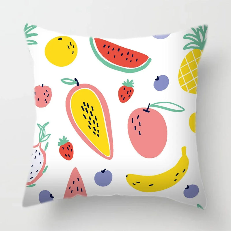 Axyaa Tropical Fruits Cushion Cover Watermelon Pineapple Decorative Pillow Case