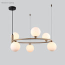 Axyaa Glass Ball Chandelier: Modern Nordic LED Ceiling Lamp for Room Decor.