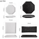 Axyaa Stone Patterned Ceramic Sushi Plate for Molecular Cuisine and Snacks