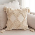 Axyaa Geometric Tufted Tassel Cushion Cover - Soft Home Decor Pillowcase