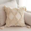 Axyaa Geometric Tufted Tassel Cushion Cover - Soft Home Decor Pillowcase
