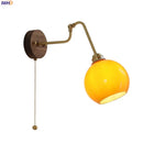 Axyaa Copper LED Wall Sconce, Amber Glass Ball, Adjustable Stair Light