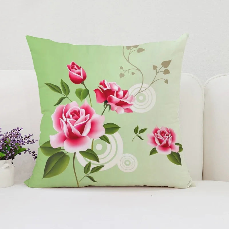 Axyaa Roses Flowers Pillowcase 45*45 Decorative Cover for Living Room Beds
