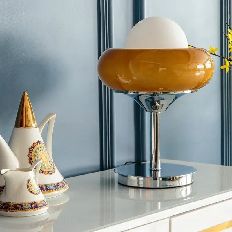 Axyaa Retro Orange Glass Lamp with Egg Tart Orange Lampshade
