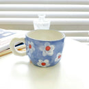 Axyaa Ceramic Espresso Coffee Cup Hand Drawing Underglaze Small Flower Rainbow Grid Mug