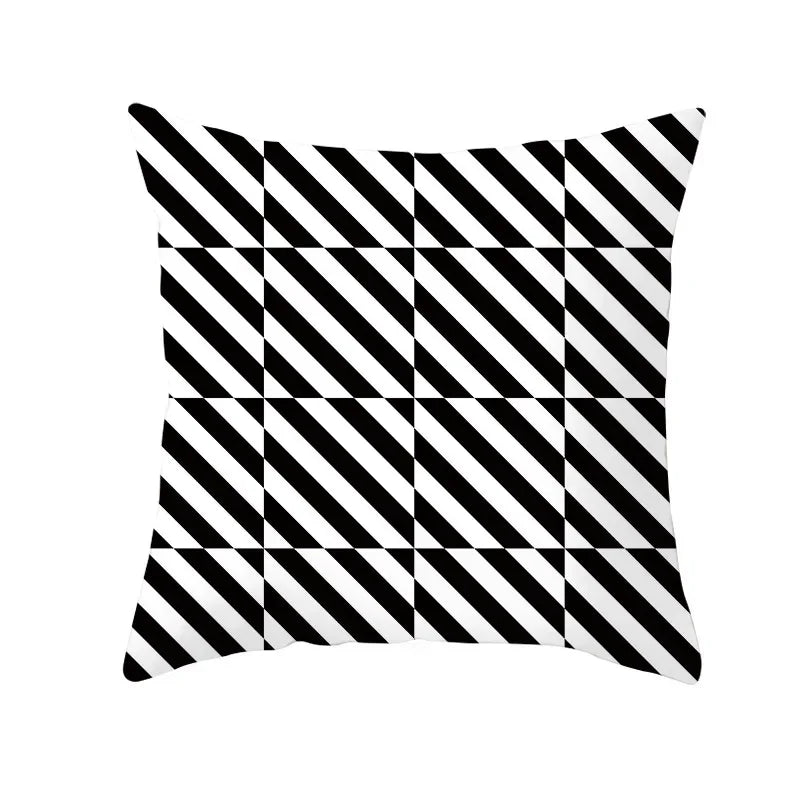Axyaa Plaid Geometric Wave Stripe Checkerboard Print Throw Pillow Case