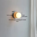 Axyaa Nordic LED Walnut Wood Glass Ball Wall Sconce, Pull Chain Switch, Modern Design