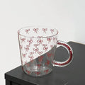 Axyaa Glittered Handle Glass Mug Cup with Bow Print - 500ml Glassware