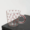 Axyaa Glittered Handle Glass Mug Cup with Bow Print - 500ml Glassware