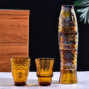 Axyaa Koi Fish Glass Cup Set of 4 in Grey, Amber, Navy Blue - Lucky Dog Collection