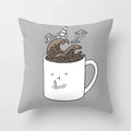 Axyaa Coffee Print Polyester Throw Pillow Case for Home Sofa Chair Decor
