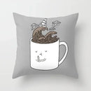 Axyaa Coffee Print Polyester Throw Pillow Case for Home Sofa Chair Decor
