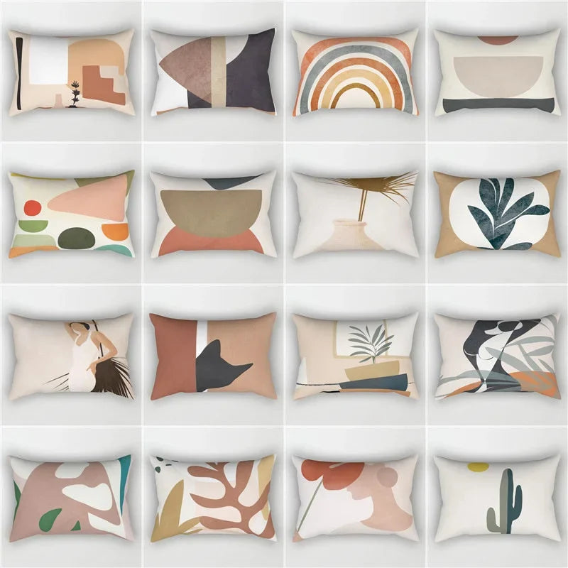 Axyaa Geometric Leaf Plant Print Pillowcase - Modern Nordic Sofa Cushion Cover