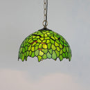 Axyaa Handcrafted Peacock Dragonfly Glass Pendant Light - Artisan Leaf Pattern Lighting