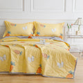 Axyaa Daisy Print Quilted Summer Quilt Set - Soft, Breathable, Washable, Comfortable