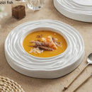 Axyaa White Ceramic Water Wave Soup Plate - Restaurant Tableware