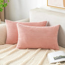 Axyaa Corduroy Striped Throw Pillow Covers for Couch Sofa Bedroom 18x18 Inch