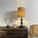 Axyaa Walnut Fabric LED Table Lamp: Retro Nordic Modern Home Decor Ornament