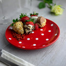Axyaa Red & White Polka Dot 12pc Ceramic Dinnerware Set for 4