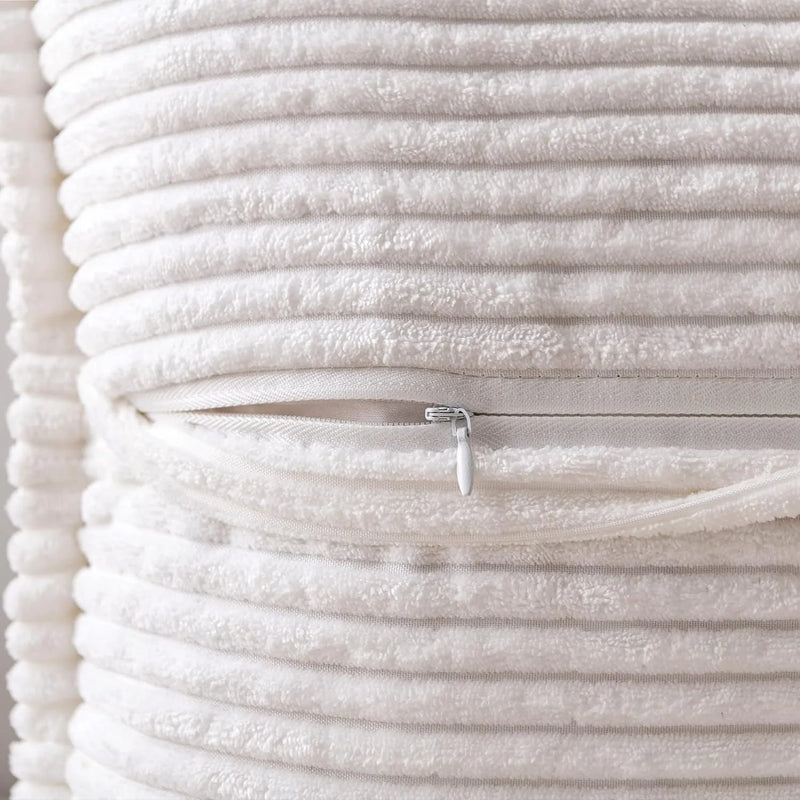 Luxury Cream White Corduroy Cushion Cover 45x45 - Axyaa Signature Collection