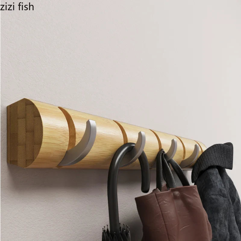 Axya Bamboo Wall Shelf Coat Hook Key Hanger Storage Rack Towel Holder