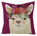 Axyaa Kawaii Flower Linen Pillow Case 45x45 cm Cute Animal Cushion Cover