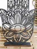 Black Wooden Hamsa Hand Evil Eye Desk Decor by Axyaa