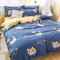 Axyaa Daisy Print Bedding Set: Queen/King Duvet Cover, Flat Sheets - Cozy & Durable