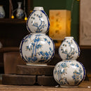 Axyaa Gourd Porcelain Vase: Chinese Blue White Home Decor Flower Arrangement
