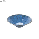 Axya Blue Ceramic Dinner Plates Set - Restaurant Pasta Steak Fruit Salad Bowl