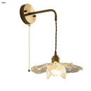 Axyaa Nordic LED Wall Lights Adjustable Stair Fixtures Copper Pull Chain Clear Flower Acrylic Wall Lamp