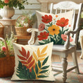 Axyaa Tropical Floral Pillow Covers - Modern Abstract Rustic Design, Vibrant Botanical Print