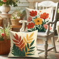 Axyaa Tropical Floral Pillow Covers - Modern Rustic Design, Vibrant Botanical Print