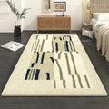 Axyaa French Retro Striped Bedside Carpet Cream Rug for Bedroom and Living Room