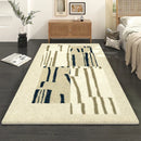 Axyaa French Retro Striped Bedside Carpet Cream Rug for Bedroom and Living Room