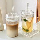 Axyaa Glass Tumbler with Lid and Straw for Cold Drinks