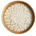 Axyaa Rattan Tray Storage Baskets - Korean Style Shell Decor Crafts for Home