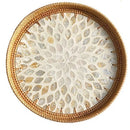 Axyaa Rattan Tray Storage Baskets - Korean Style Shell Decor Crafts for Home