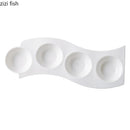Axyaa White Ceramic 4-Grid Snack Bowl Set for Creative Tableware and Molecular Cuisine