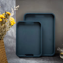 Axyaa Blue Bamboo Binaural Tea Tray – Elegant Wooden Tray for Storage and Serving