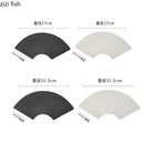 Axya Ceramic Fan-Shaped Sushi Plate Set - Striped Creative Dining Tableware