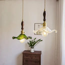 Axyaa Green Glass LED Pendant Lights - Japanese Style Home Decor Chandelier