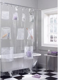 Axyaa 9-Pocket Bath Organizer & PEVA Shower Curtain Liner for Water-Resistant Storage