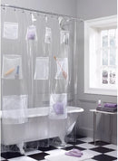 Axyaa 9-Pocket Bath Organizer & PEVA Shower Curtain Liner for Water-Resistant Storage