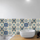 Axyaa Vintage Mediterranean Blue Waterproof Wall Tile Sticker